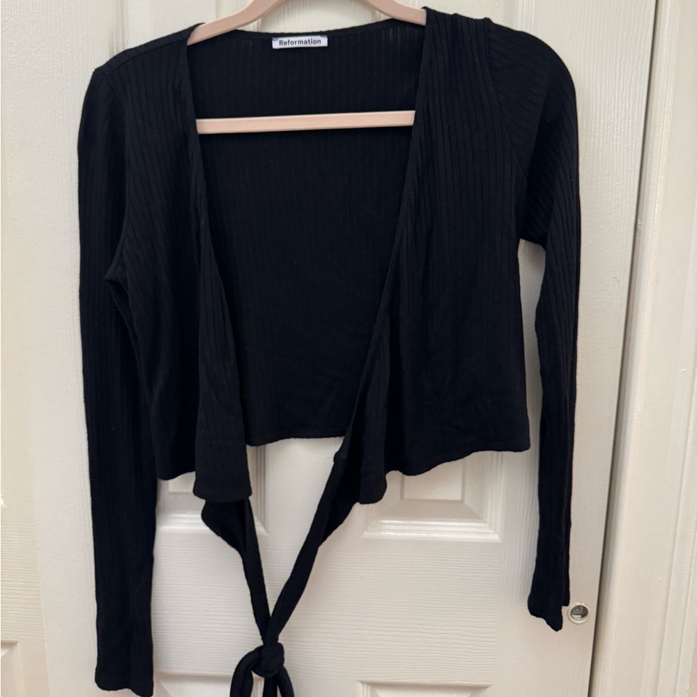Reformation - Petalo Wrap Crop-top (SMALL US4/6, Black)